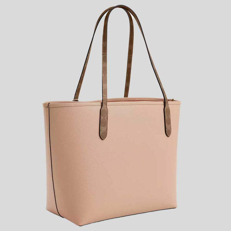 COACH City Tote Bag With Shell Charm Cream/Tan CBH78