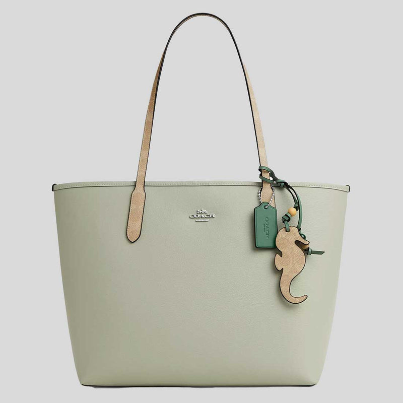 COACH City Tote Bag With Seahorse Charm Light Pistachio/Sand CBH79