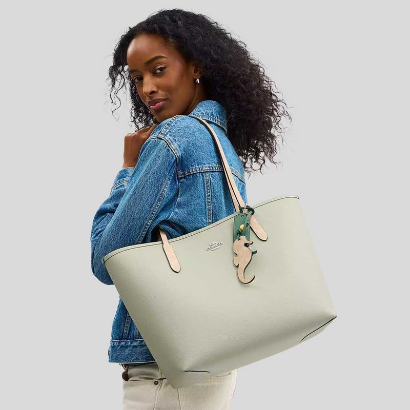COACH City Tote Bag With Seahorse Charm Light Pistachio/Sand CBH79