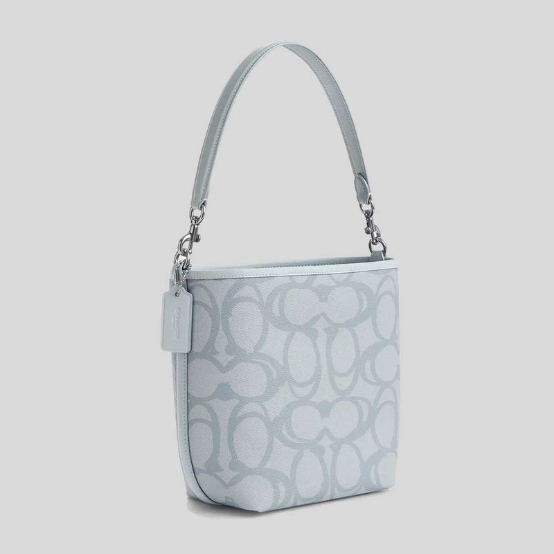 COACH City Bucket Bag In Sketch Signature Canvas Ice Blue CBH90