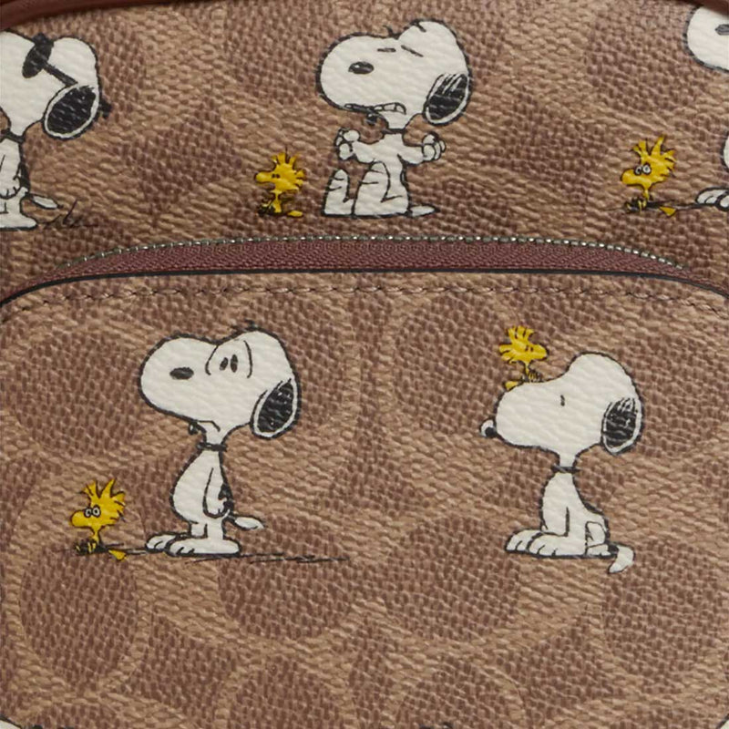 COACH Coach X Peanuts Racer Sling Pack In Signature Canvas With Snoopy Print Tan Multi CBK47