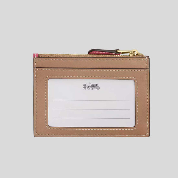 COACH Mini Skinny Id Case With Plaid Print Pink Multi CBL88