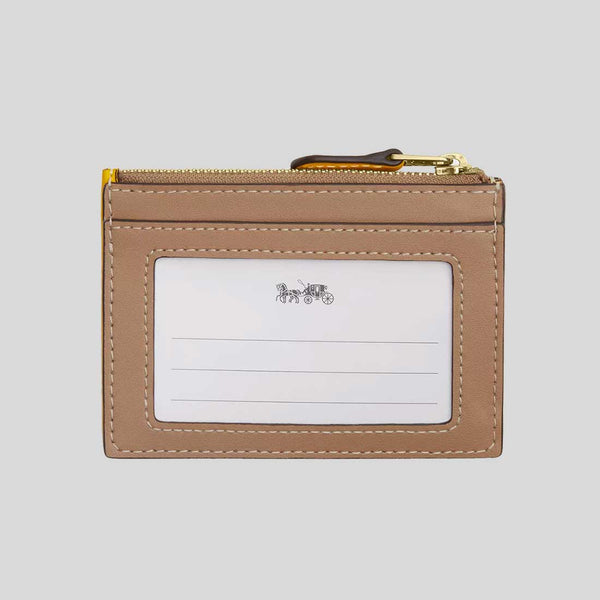 COACH Mini Skinny Id Case With Plaid Print Bright Maize Multi CBL88