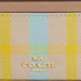 COACH Mini Skinny Id Case With Plaid Print Bright Maize Multi CBL88