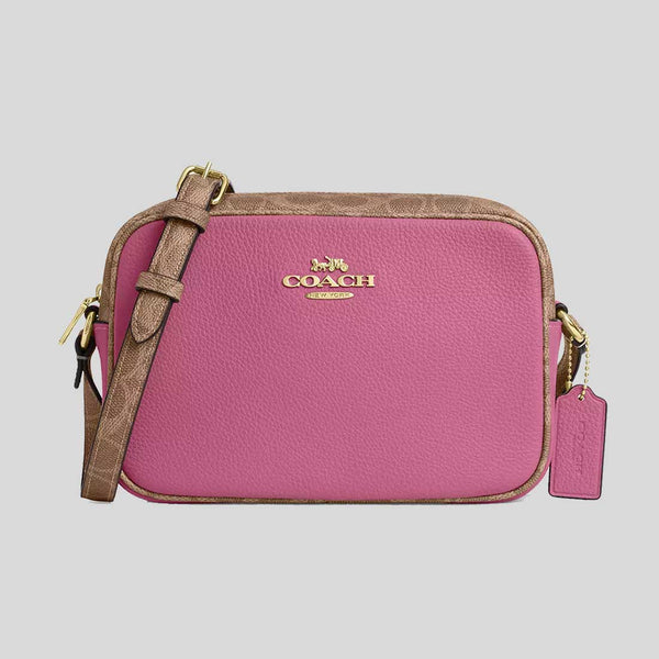 COACH Jamie Camera Bag In Signature Canvas Pink/Tan CBM24