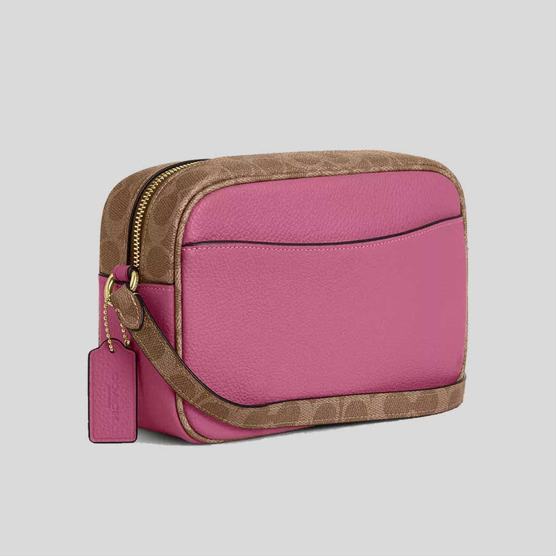 COACH Jamie Camera Bag In Signature Canvas Pink/Tan CBM24