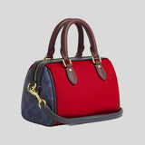 COACH Mini Rowan Crossbody Bag In Colorblock Signature Canvas Denim/Bold Red CBM68