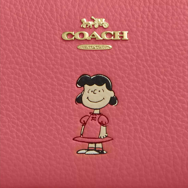COACH Coach X Peanuts Snap Wallet With Lucy Bright Coral Multi CBN89