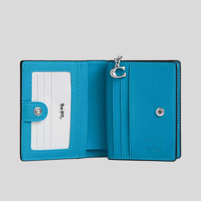 COACH Coach X Peanuts Snap Wallet With Linus Parrot Blue Multi CBN91