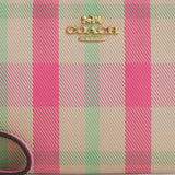 COACH Corner Zip Wristlet With Plaid Print Pink Multi CBP18