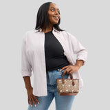 COACH Coach X Peanuts City Mini Tote Bag In Signature Canvas With Snoopy Print Tan/Brown Multi CBS83