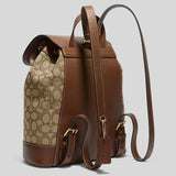Coach Dempsey Drawstring Backpack In Signature Jacquard With Stripe And Coach Patch Khaki Saddle CE601