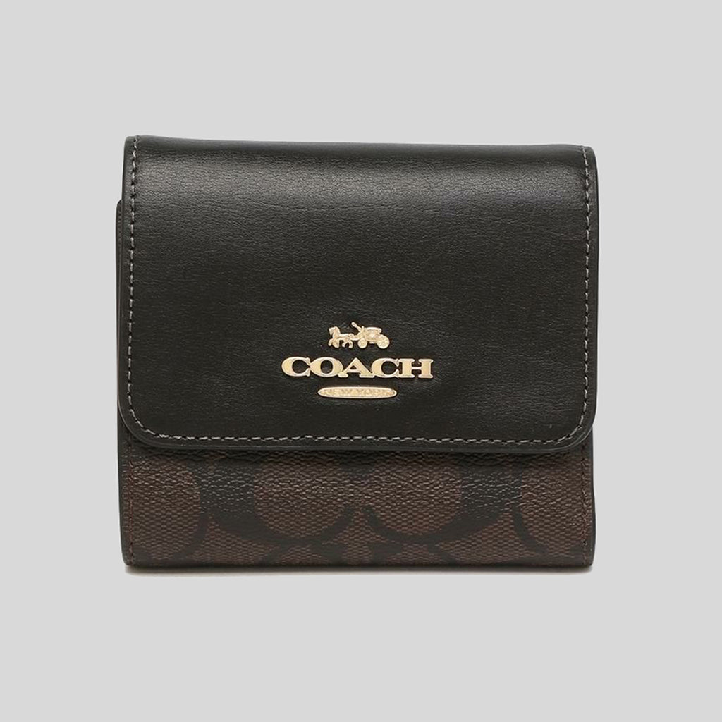 Coach Black/Khaki Trifold Origami Coin Wallet