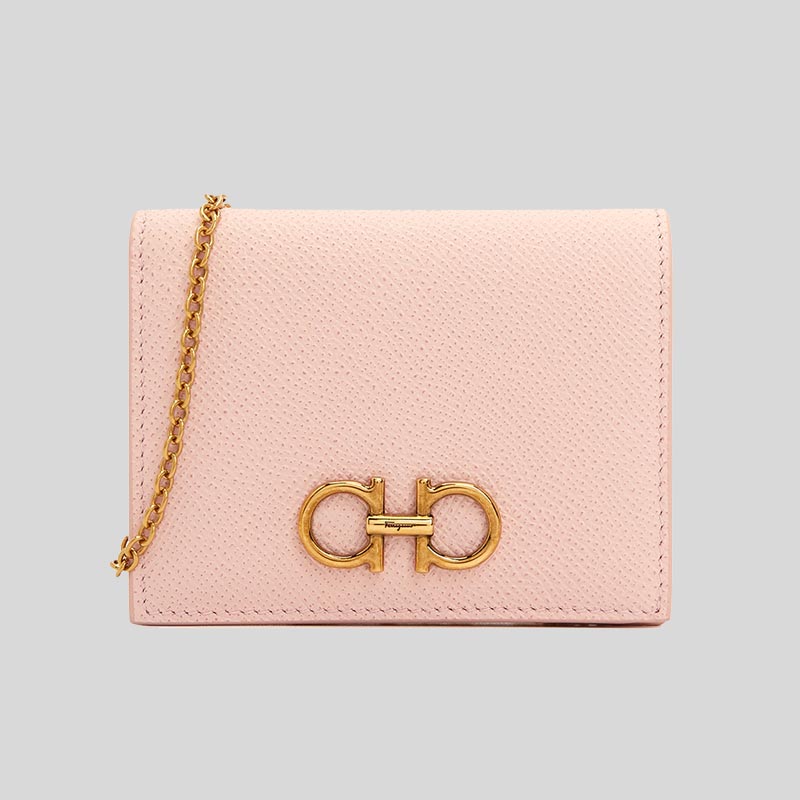 Salvatore Ferragamo Calf Leather Small Wallet On Chain Nylund Pink 0746681 lussocitta lusso citta
