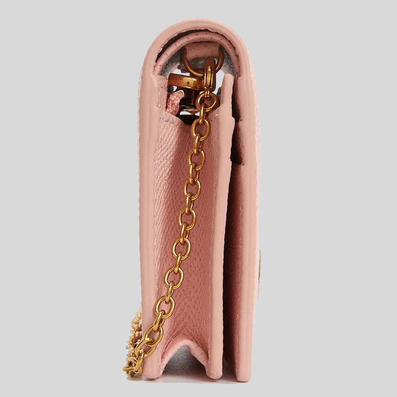 Salvatore Ferragamo Calf Leather Small Wallet On Chain Nylund Pink 0746681