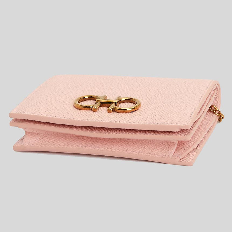 Salvatore Ferragamo Calf Leather Small Wallet On Chain Nylund Pink 0746681