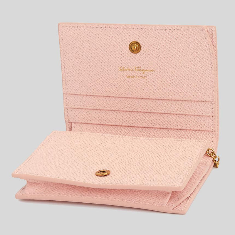 Salvatore Ferragamo Calf Leather Small Wallet On Chain Nylund Pink 0746681