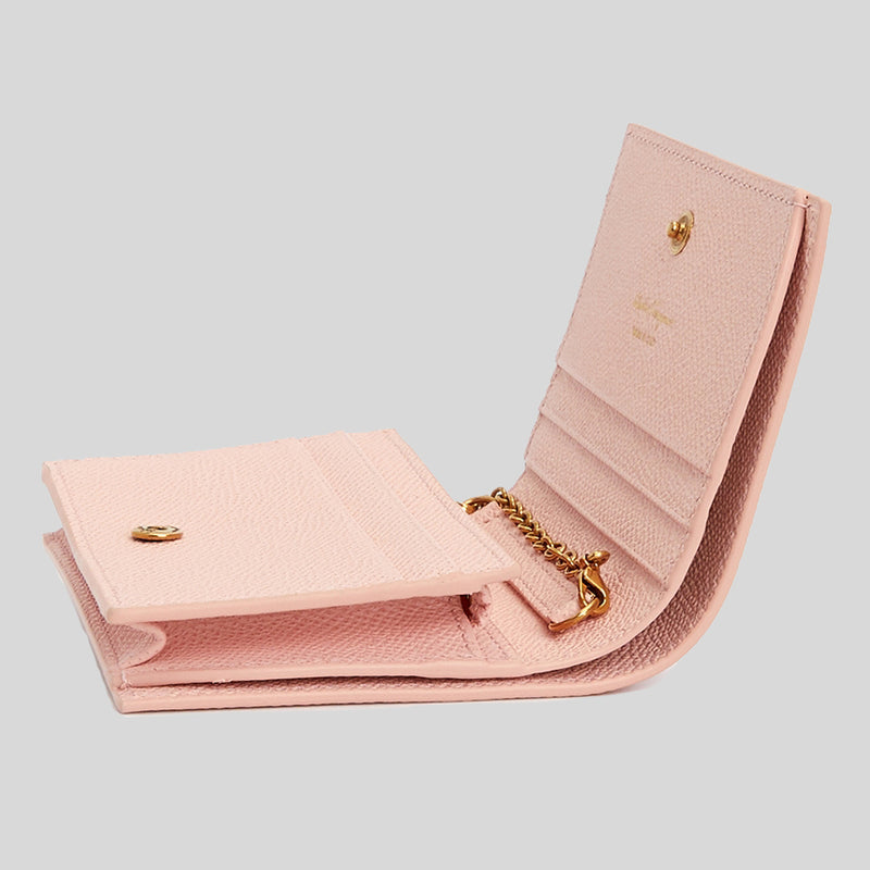 Salvatore Ferragamo Calf Leather Small Wallet On Chain Nylund Pink 0746681