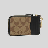 Coach Multifunction Card Case In Signature Canvas Khaki/Black CH163