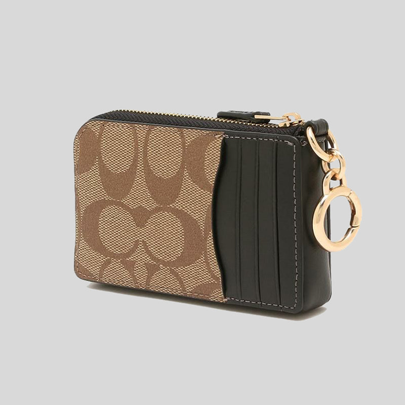 Coach Multifunction Card Case In Signature Canvas Khaki/Black CH163