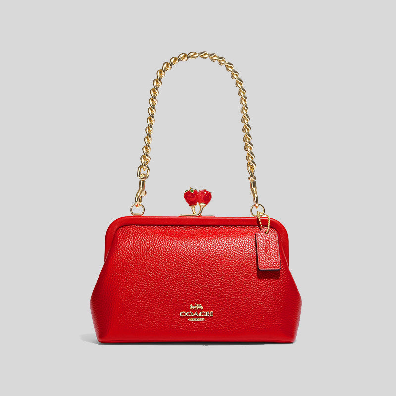 Coach Nora Kisslock Crossbody With Strawberry Electric Red CH339 lussocitta lusso citta