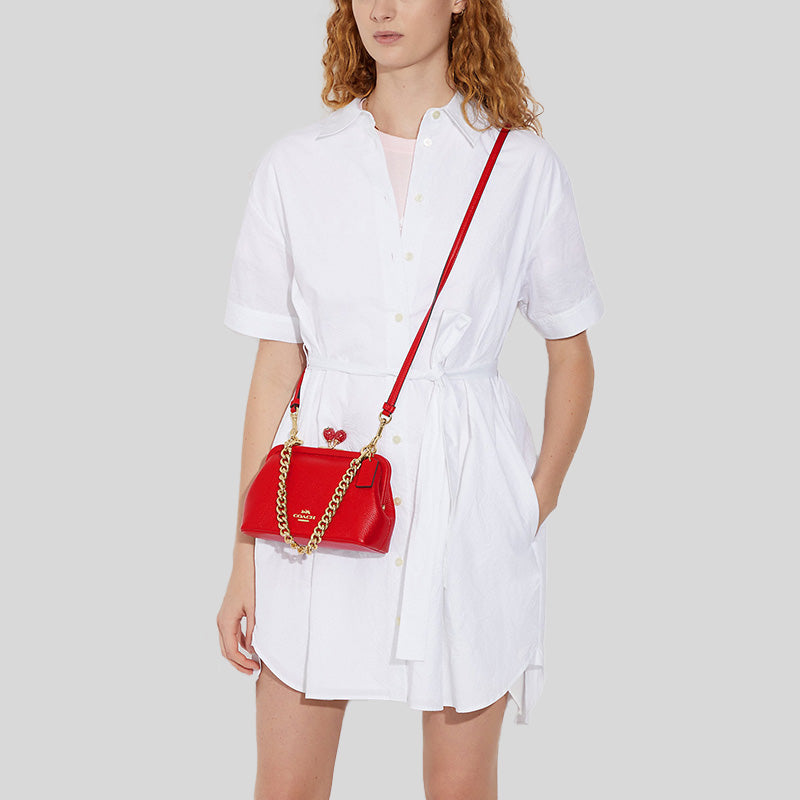 Coach Nora Kisslock Crossbody With Strawberry Electric Red CH339