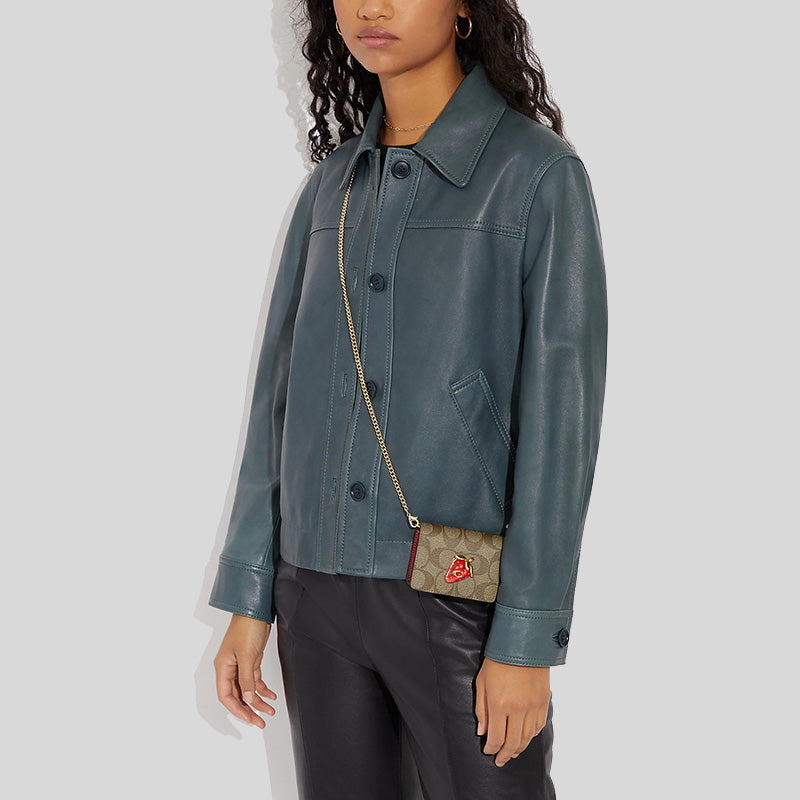 Coach mini wallet on a chain in signature canvas Clearance