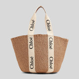 CHLOE Large Woody Basket In Natural Fibers White CHC22SS380G55101 lussocitta luso citta