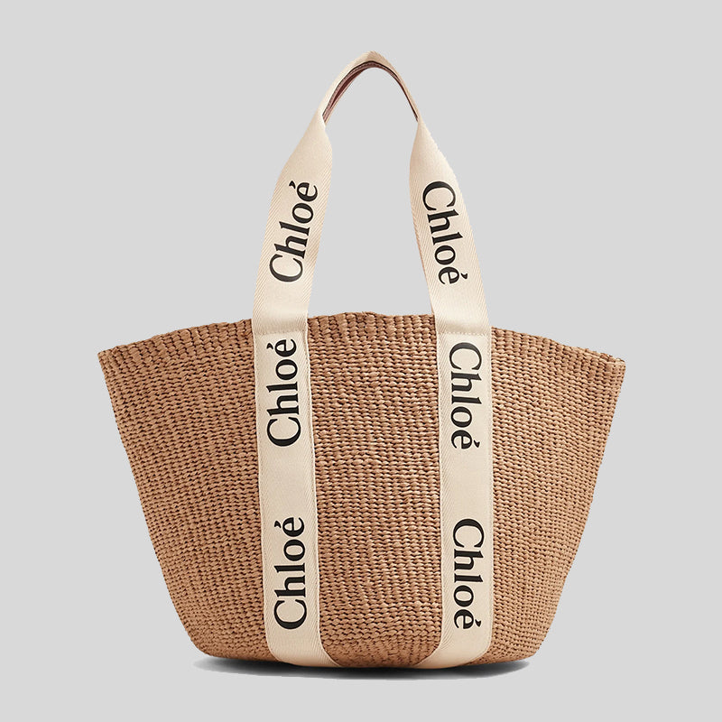 CHLOE Large Woody Basket In Natural Fibers White CHC22SS380G55101 lussocitta luso citta