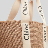 CHLOE Large Woody Basket In Natural Fibers White CHC22SS380G55101