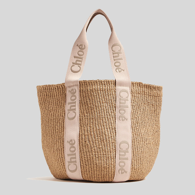 CHLOE Large Woody Basket In Natural Fibers Blushy Beige CHC23AS380L1826Y lussoccitta lusso citta