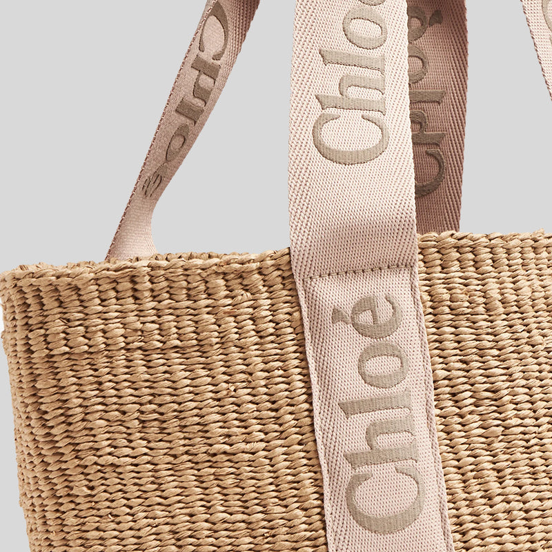 CHLOE Large Woody Basket In Natural Fibers Blushy Beige CHC23AS380L1826Y