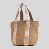 CHLOE Large Woody Basket In Natural Fibers Blushy Beige CHC23AS380L1826Y
