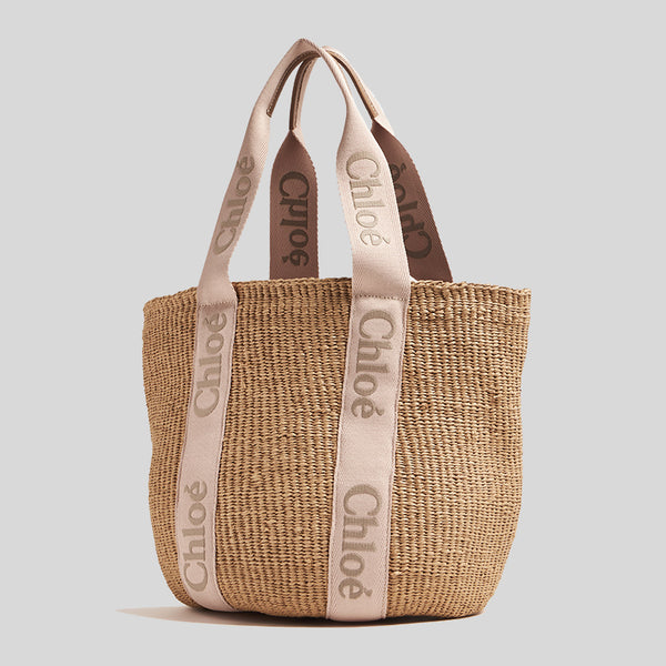 CHLOE Large Woody Basket In Natural Fibers Blushy Beige CHC23AS380L1826Y