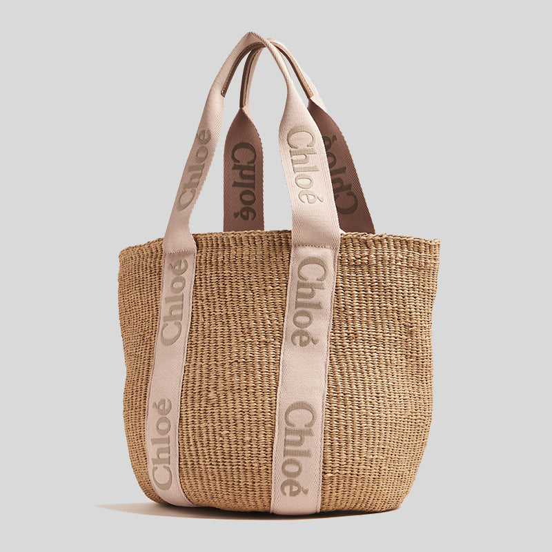 CHLOE Large Woody Basket In Natural Fibers Blushy Beige CHC23AS380L1826Y