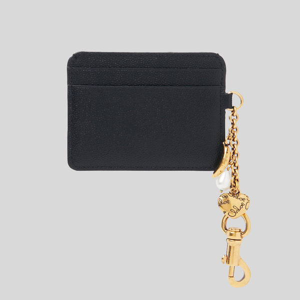 CHLOE Charms Card Holder In Grained Leather Black CH25AP977Q12001