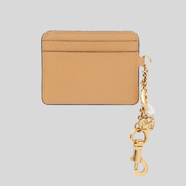 CHLOE Charms Card Holder In Grained Leather Biscotti Beige CH25AP977Q12268