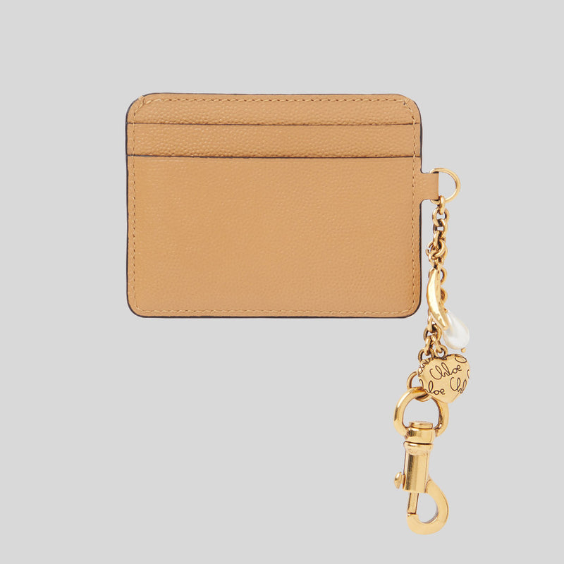 CHLOE Charms Card Holder In Grained Leather Biscotti Beige CH25AP977Q12268