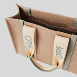 CHLOE Woody Medium Tote Bag Bluish Green CHC23AS383L1738T