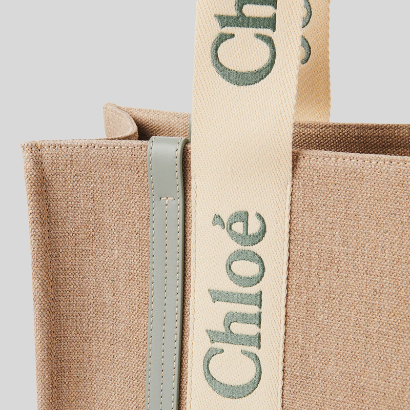 CHLOE Woody Medium Tote Bag Bluish Green CHC23AS383L1738T