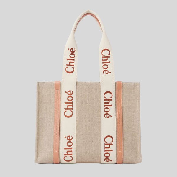 CHLOE Woody Medium Tote Bag Wooden Orange CHC23AS383L17847