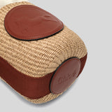 CHLOE Small Horse Medal Basket In Natural Fibers Sepia Brown CHC25SS592O8227S