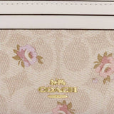 COACH Mini Skinny Id Case In Signature Canvas With Floral Print Sand Multi CAR16
