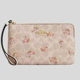 COACH Large Corner Zip Wristlet In Signature Canvas Sand Multi CBA72