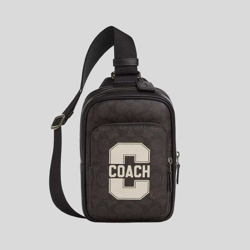 COACH Racer Sling Pack With Varsity Graphic Walnut Multi CCE77