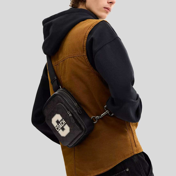 COACH Racer Sling Pack With Varsity Graphic Walnut Multi CCE77
