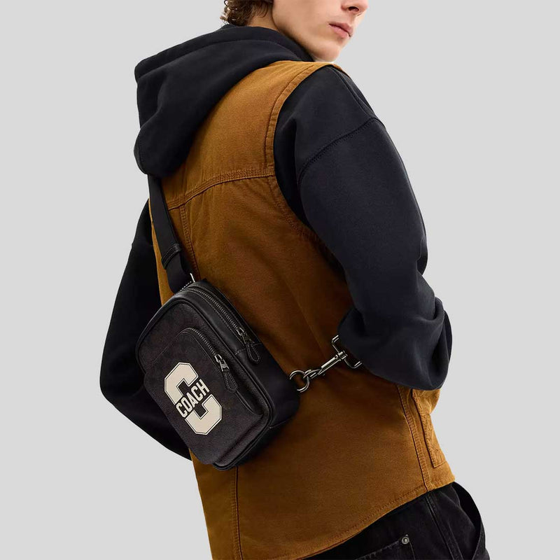 COACH Racer Sling Pack With Varsity Graphic Walnut Multi CCE77