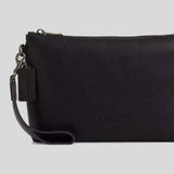 COACH Pebbled Leather Pouch Clutch Black CCF33