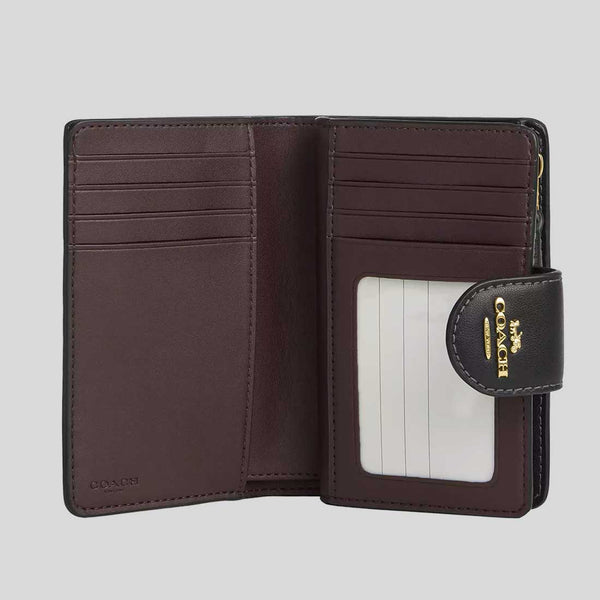 COACH Medium Corner Zip Wallet In Signature Canvas With Floral Print Walnut/Black CCL69