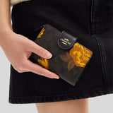 COACH Medium Corner Zip Wallet In Signature Canvas With Floral Print Walnut/Black CCL69 PRINT VARIES